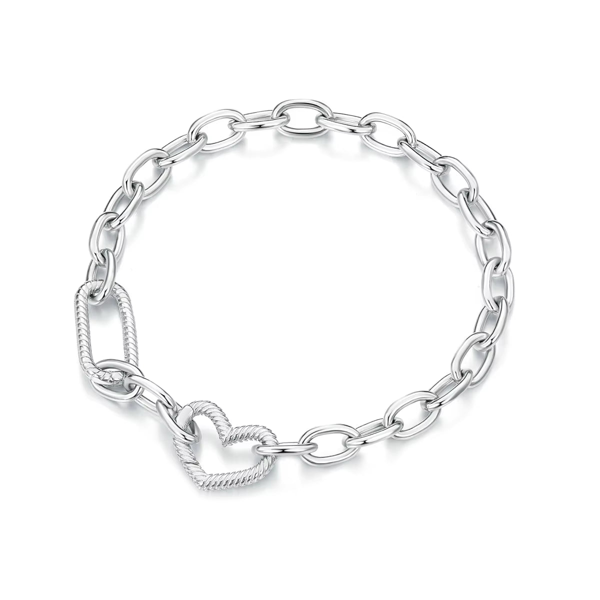 925 Sterling Silver Bracelet – Barrel Snap Clasp, Cubic Zirconia, Bangle Bracelet, Chain Bracelet, Charm, Sizes 17–21