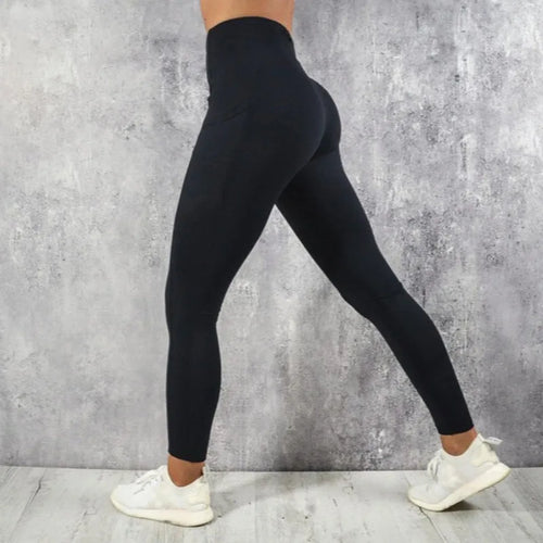 Leggings de yoga y fitness para mujer, de cintura alta, con bolsillo, para entrenamiento en el gimnasio