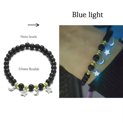 Natural Stone Bracelet Yoga Healing Luminous Glow in the Dark Bracelet Lotus Charm Beads Bracelet for Men Women Prayer Buddhism