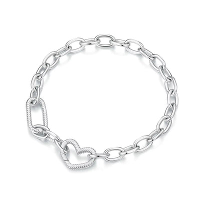 925 Sterling Silver Bracelet – Barrel Snap Clasp, Cubic Zirconia, Bangle Bracelet, Chain Bracelet, Charm, Sizes 17–21