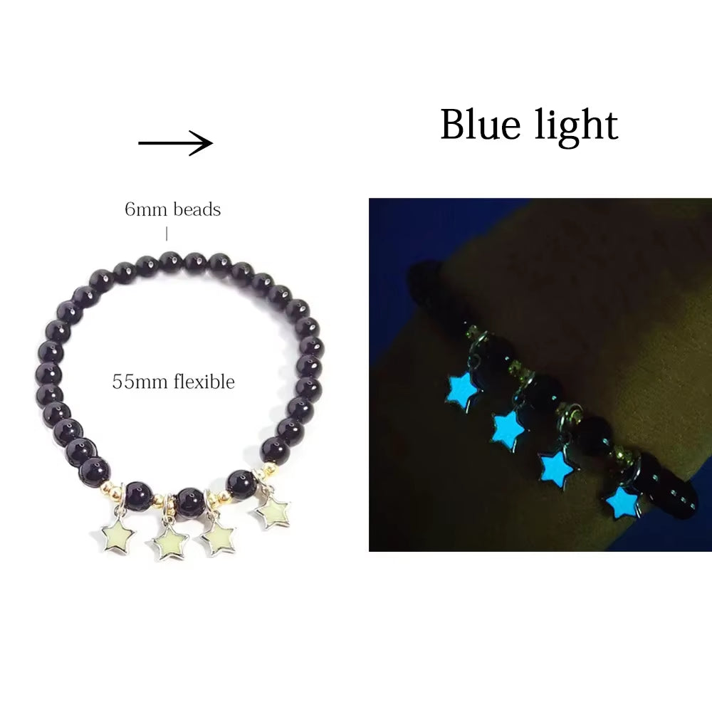 Natural Stone Bracelet Yoga Healing Luminous Glow in the Dark Bracelet Lotus Charm Beads Bracelet for Men Women Prayer Buddhism