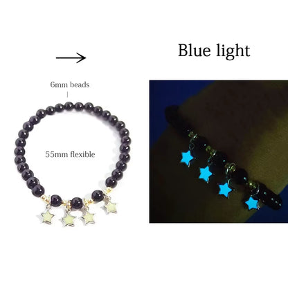 Natural Stone Bracelet Yoga Healing Luminous Glow in the Dark Bracelet Lotus Charm Beads Bracelet for Men Women Prayer Buddhism