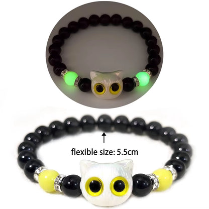 Natural Stone Bracelet Yoga Healing Luminous Glow in the Dark Bracelet Lotus Charm Beads Bracelet for Men Women Prayer Buddhism