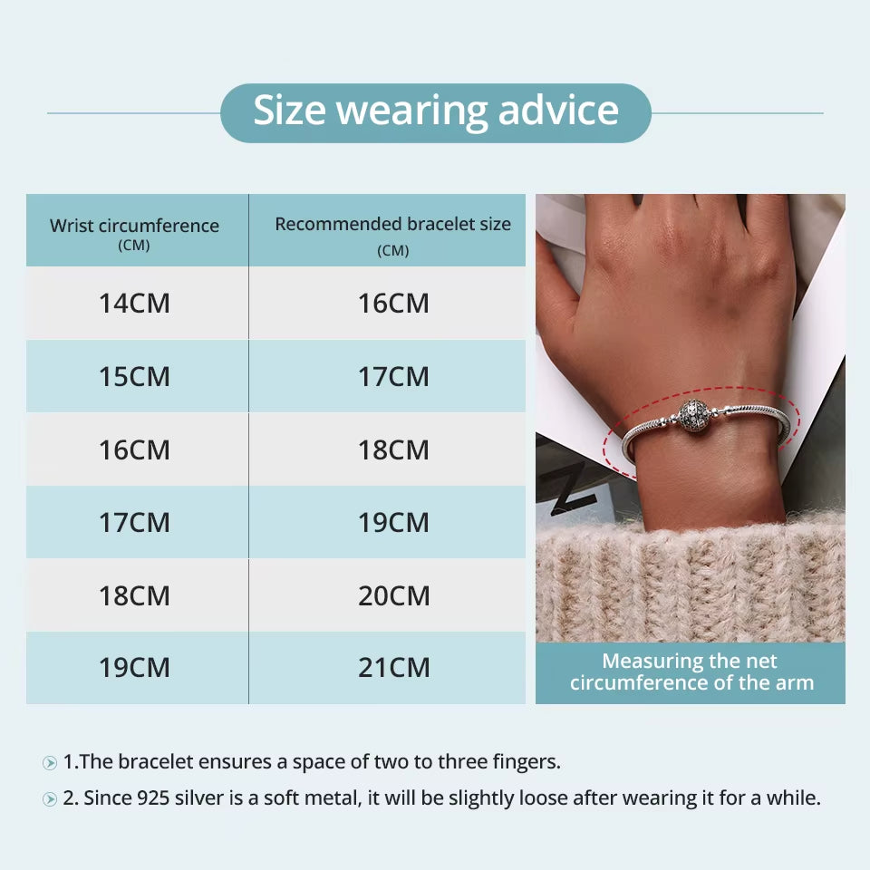 925 Sterling Silver Bracelet – Barrel Snap Clasp, Cubic Zirconia, Bangle Bracelet, Chain Bracelet, Charm, Sizes 17–21