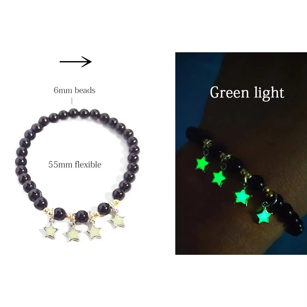 Natural Stone Bracelet Yoga Healing Luminous Glow in the Dark Bracelet Lotus Charm Beads Bracelet for Men Women Prayer Buddhism