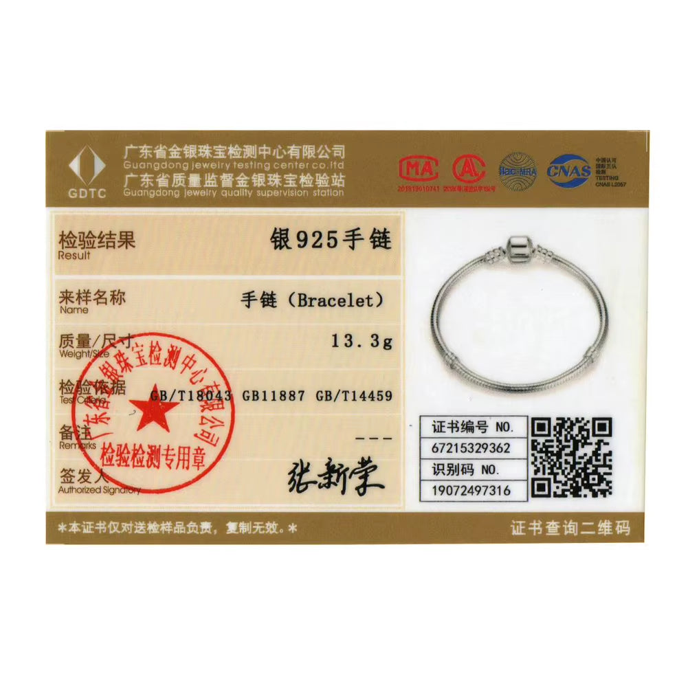 925 Sterling Silver Bracelet – Barrel Snap Clasp, Cubic Zirconia, Bangle Bracelet, Chain Bracelet, Charm, Sizes 17–21