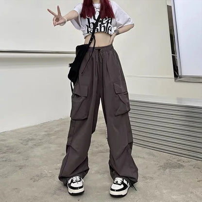 2024 Women Casual Joggers Tech Pants Solid Low Waist Pants Drawstring