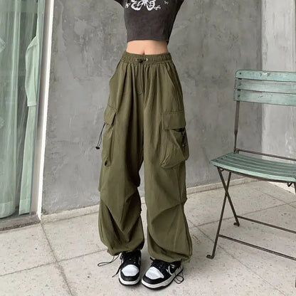 2024 Women Casual Joggers Tech Pants Solid Low Waist Pants Drawstring