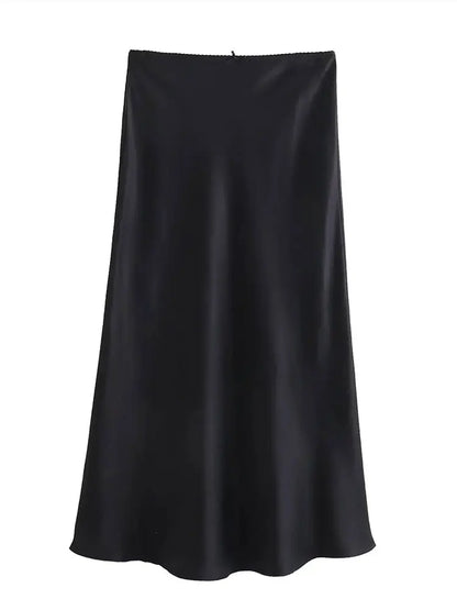 Falda Moda Mujer Primavera 2024 Nuevo Lazo con Textura Satén Decorado