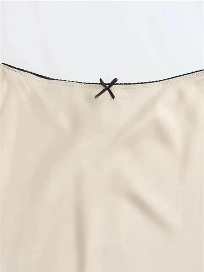 Falda Moda Mujer Primavera 2024 Nuevo Lazo con Textura Satén Decorado