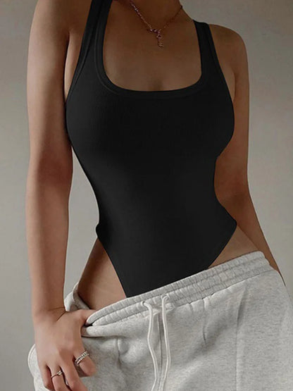 Body de punto sin mangas, sexy, de verano, con hombros descubiertos y cuello halter