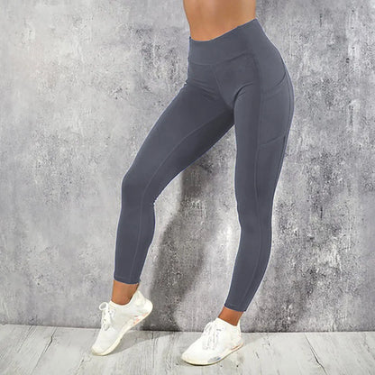 Leggings de yoga y fitness para mujer, de cintura alta, con bolsillo, para entrenamiento en el gimnasio
