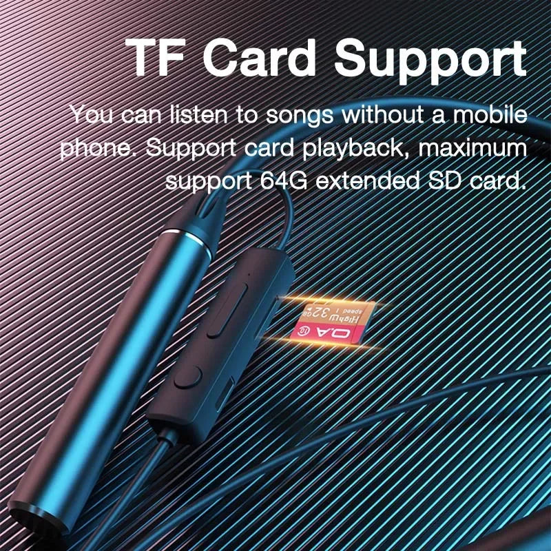 Wireless Headphones Neckband Bluetooth Earphone With Microphone Long