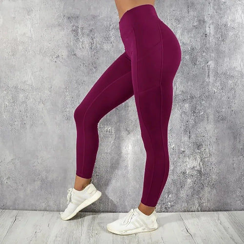 Leggings de yoga y fitness para mujer, de cintura alta, con bolsillo, para entrenamiento en el gimnasio