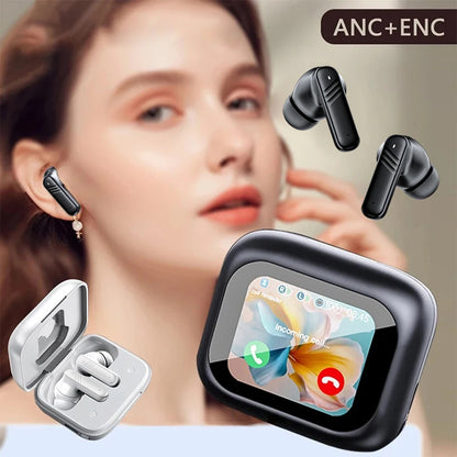 New Full Touch Screen Headphones ANC Bluetooth 5.4 Noise Cancelling