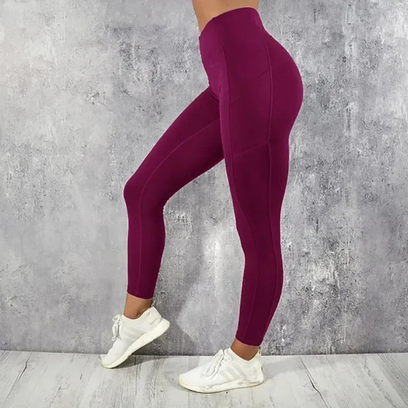 Leggings de yoga y fitness para mujer, de cintura alta, con bolsillo, para entrenamiento en el gimnasio