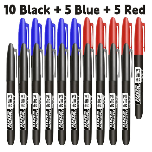 6 PCS Permanent Marker Pen Manga Drawing Markers Black Blue Red