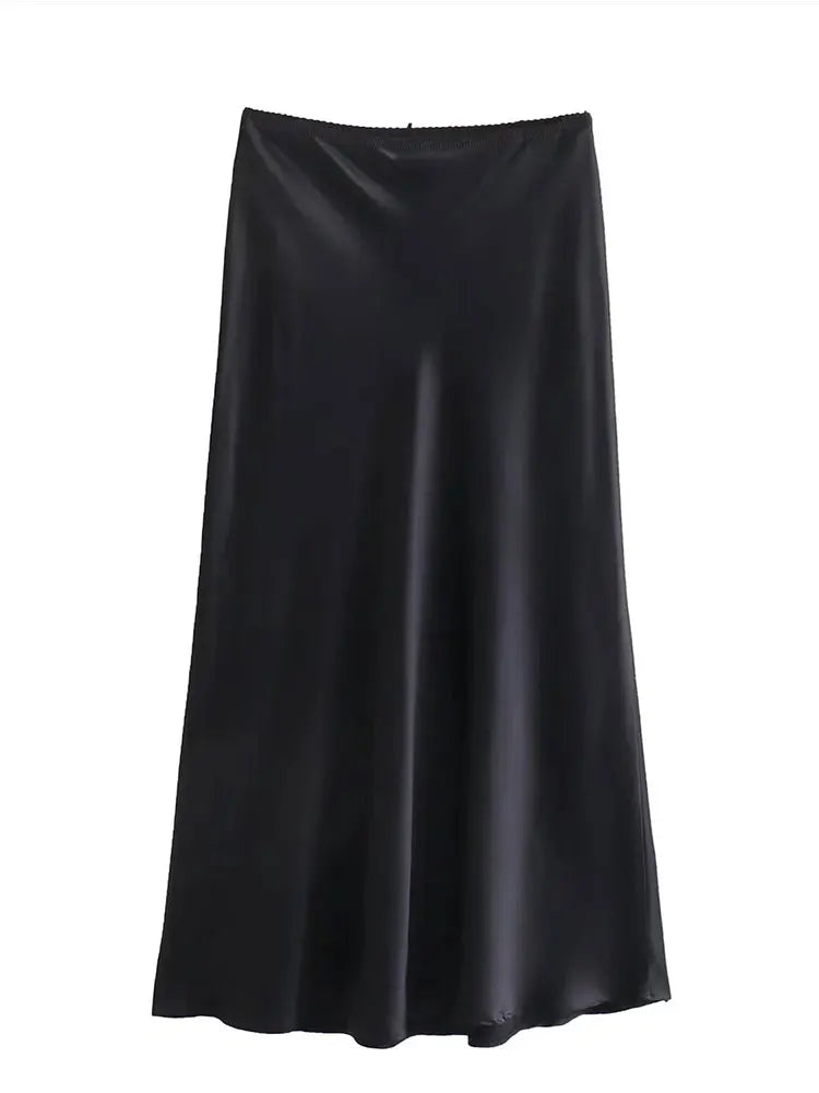 Falda Moda Mujer Primavera 2024 Nuevo Lazo con Textura Satén Decorado