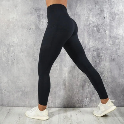 Leggings de yoga y fitness para mujer, de cintura alta, con bolsillo, para entrenamiento en el gimnasio