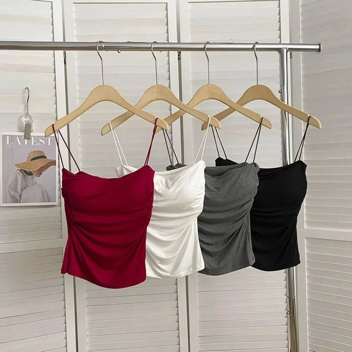 Nuevo top halter para mujer, estilo coreano de verano, tendencia de moda incorporada
