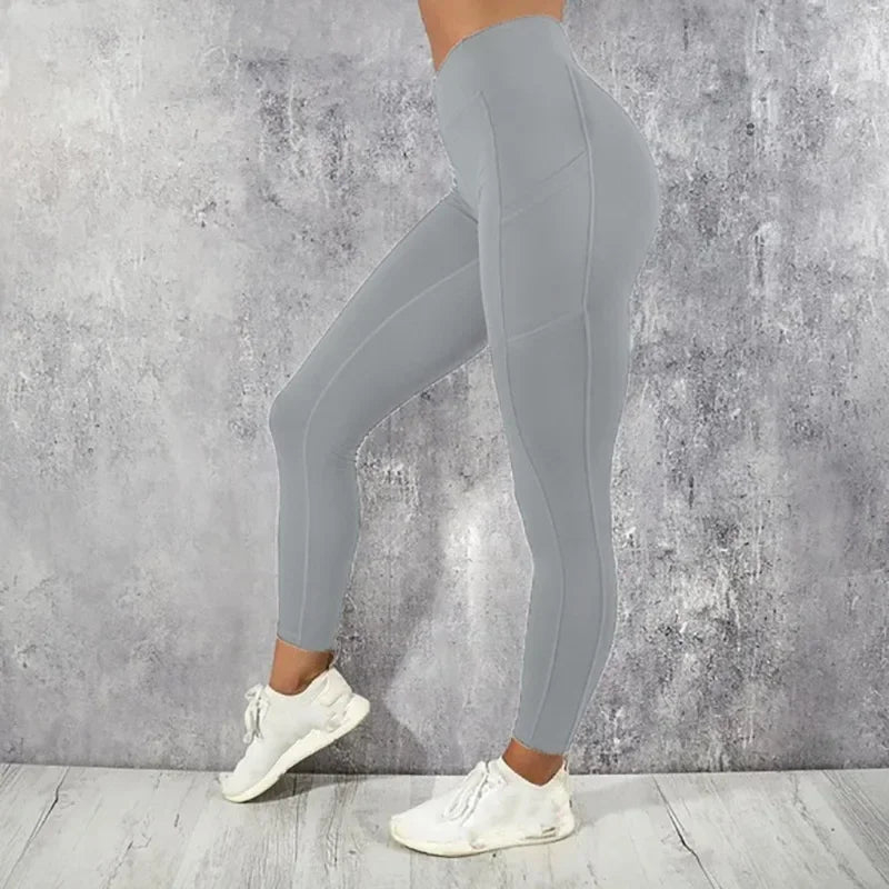 Leggings de yoga y fitness para mujer, de cintura alta, con bolsillo, para entrenamiento en el gimnasio