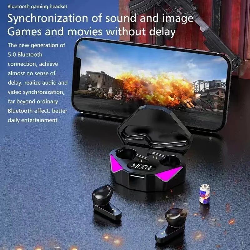 TWS Wireless Bluetooth Headset LED Display Gamer Earbuds with Mic