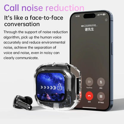 TWS Bluetooth headset ANC wireless earphones LED screen noise