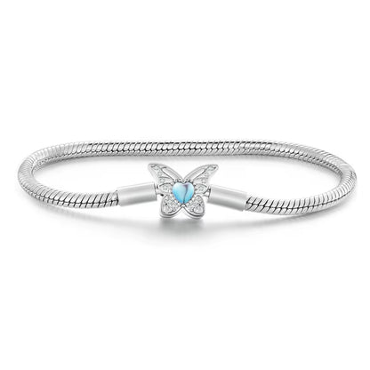 925 Sterling Silver Bracelet – Barrel Snap Clasp, Cubic Zirconia, Bangle Bracelet, Chain Bracelet, Charm, Sizes 17–21