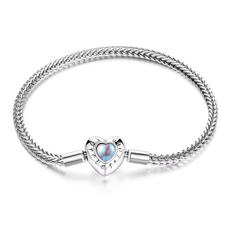 925 Sterling Silver Bracelet – Barrel Snap Clasp, Cubic Zirconia, Bangle Bracelet, Chain Bracelet, Charm, Sizes 17–21